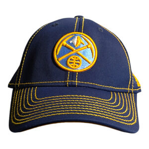 Denver Nuggets NBA Vintage Logo Cap Hat Adidas Fitted Blue Hat L/XL